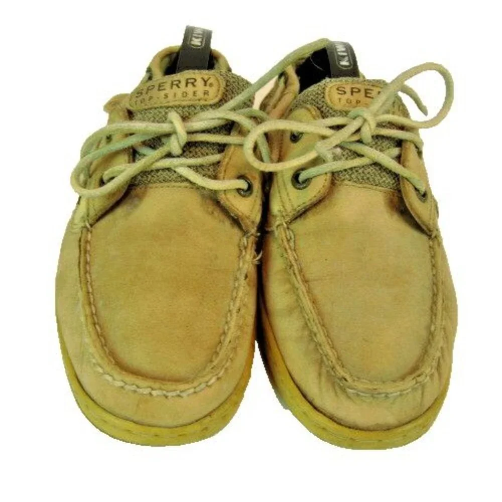 Mens Sperry Topsider Tan  Leather Deck Boat Shoes sz 9M--R1